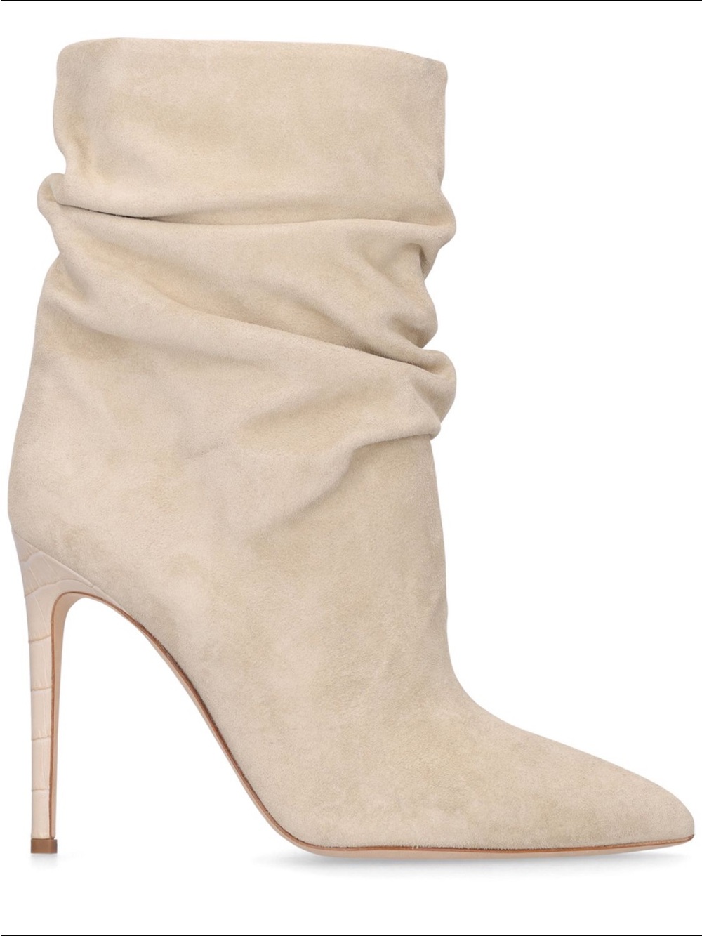 PARIS TEXAS
105mm Slouchy suede ankle boots - Cream